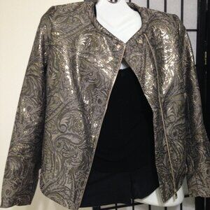 New Slightly Asymmetrical Full Front Smooth Zipper, Side Pockets, Shimmery